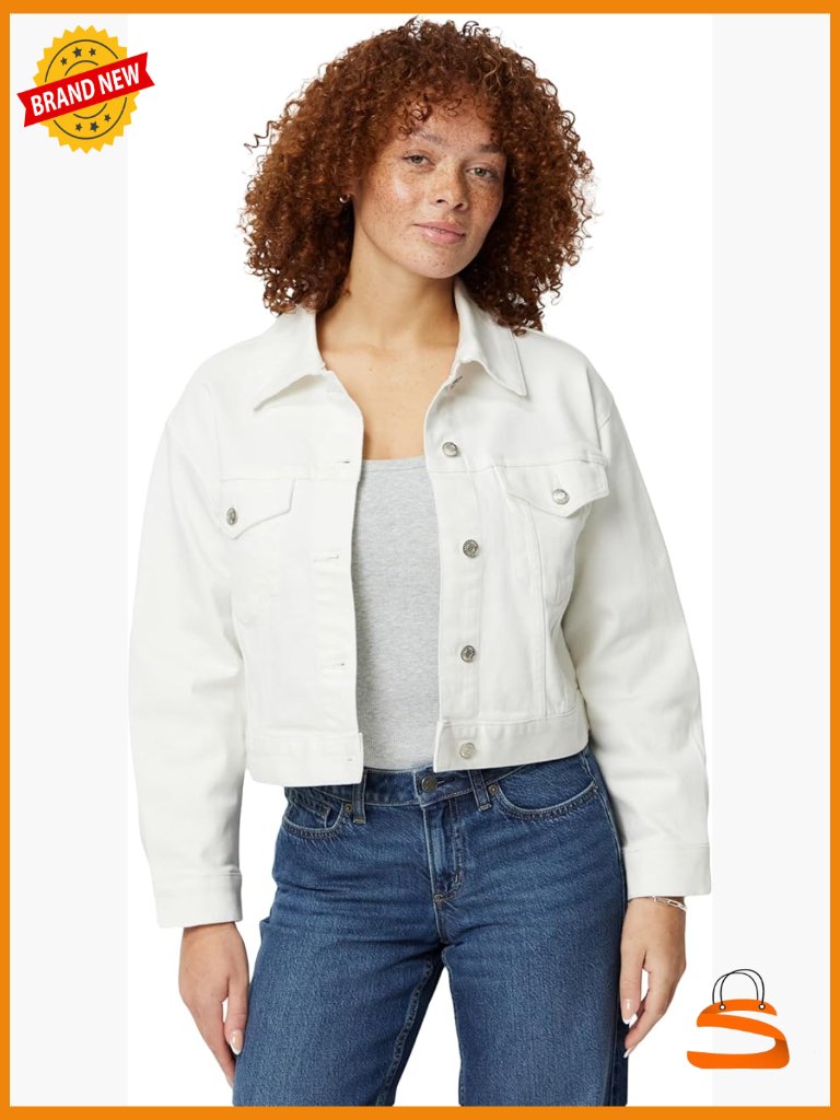 Women's Low Stretch Relaxed-Fit Cropped Denim Jacket